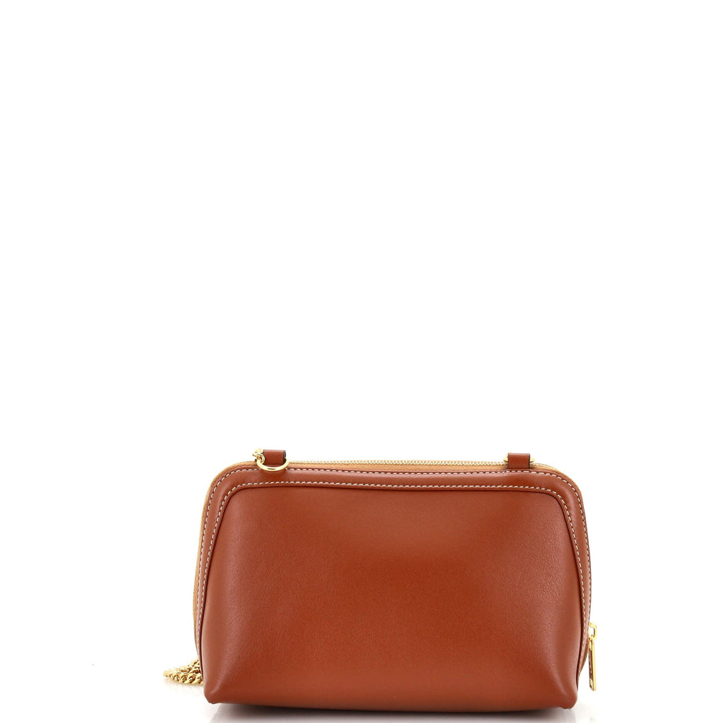 Cuir Triomphe Zip Around Chain Clutch Leather