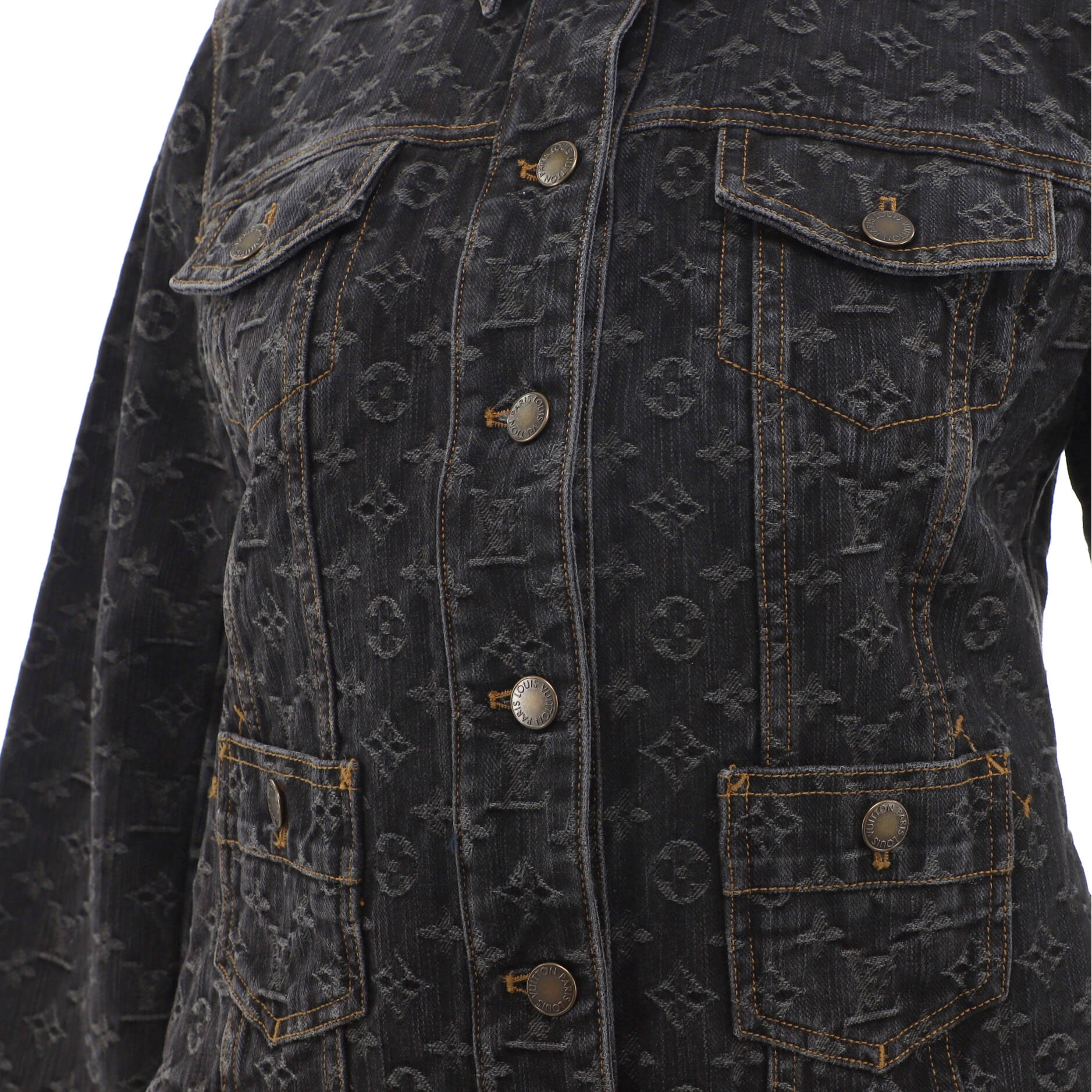 Women's Button Up Jacket Monogram Denim