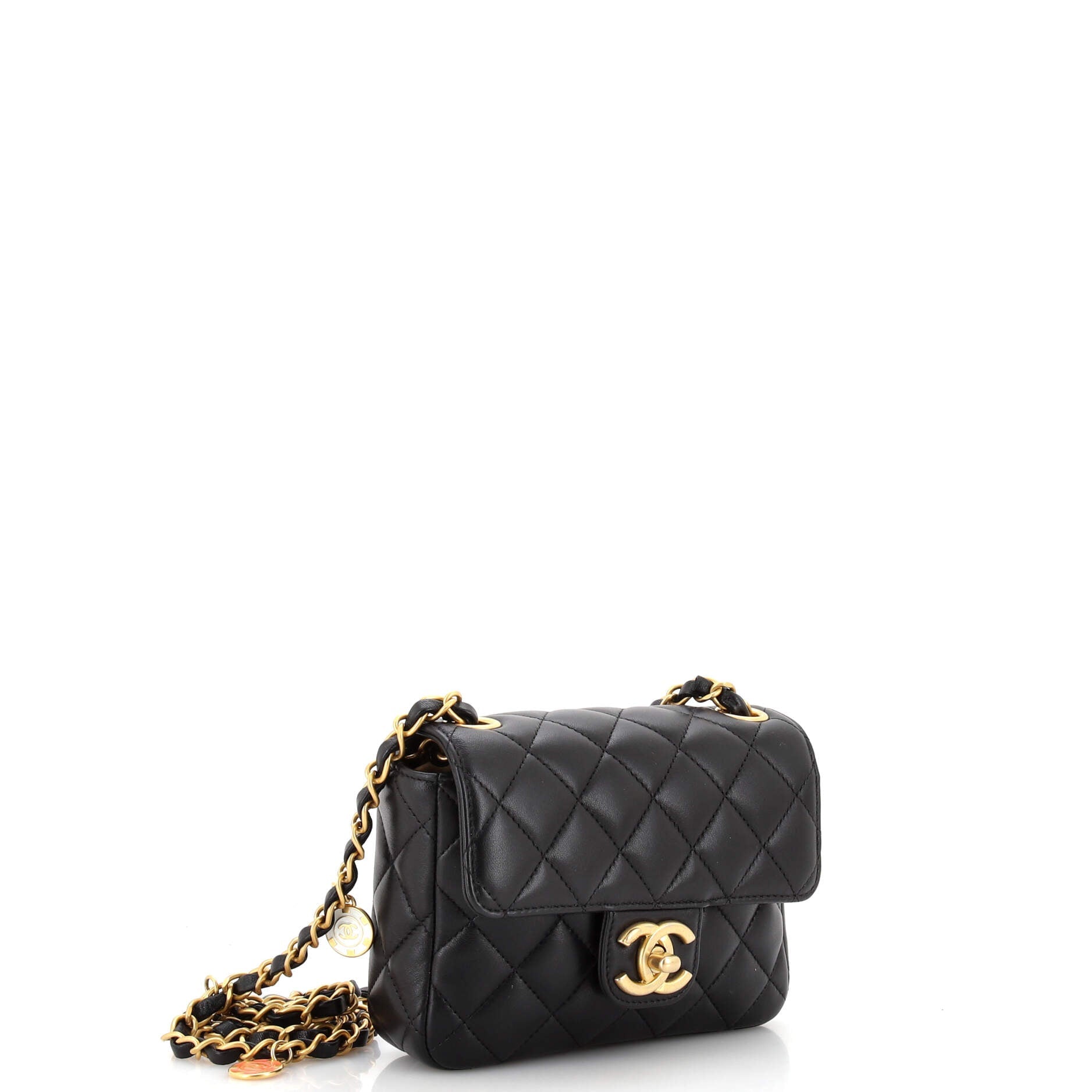 Casino Royale Charms Square Flap Bag Quilted Lambskin with Enamel Mini