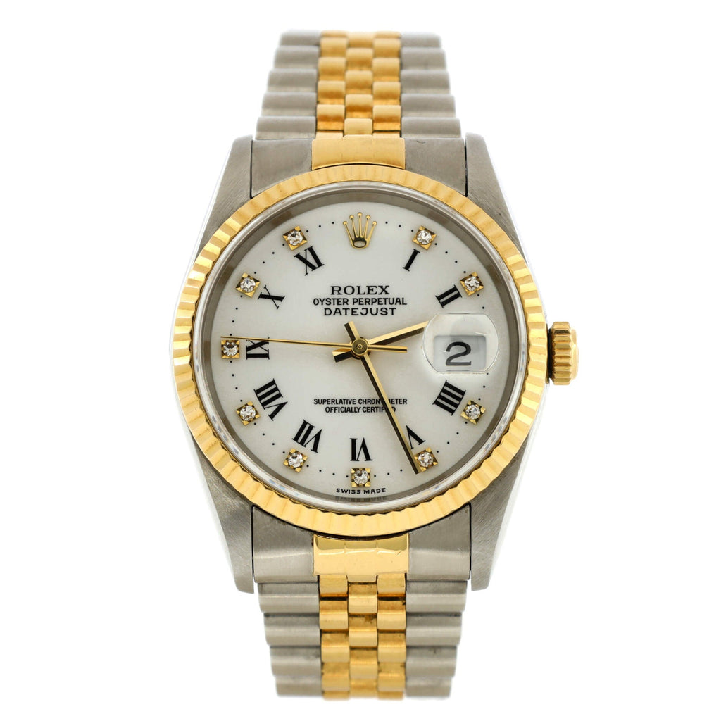 Oyster Perpetual Datejust Automatic Watch Stainless Steel and Yellow Gold with Diamond Markers 36