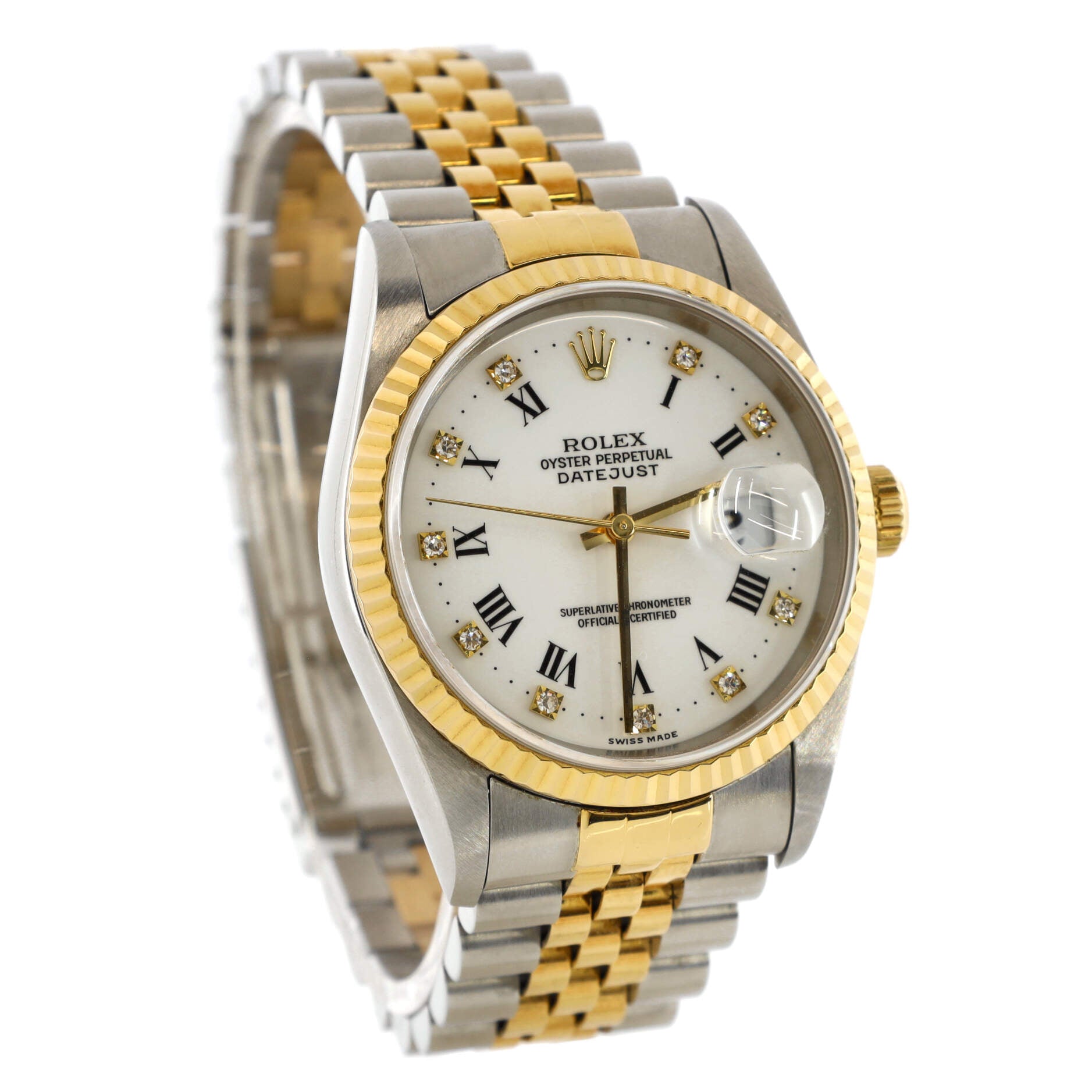 Oyster Perpetual Datejust Automatic Watch Stainless Steel and Yellow Gold with Diamond Markers 36