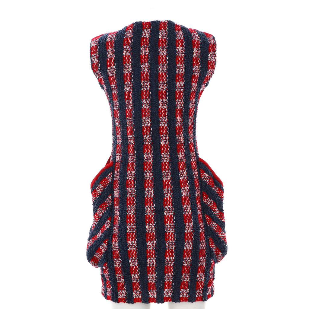 Women's Sleeveless Two Pocket Zip Sweater Dress Cotton Tweed Blend