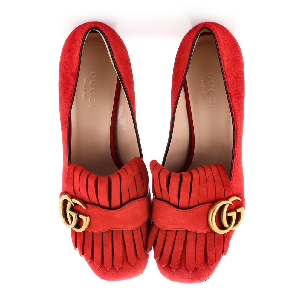 Women's GG Marmont Fringed Pumps Suede