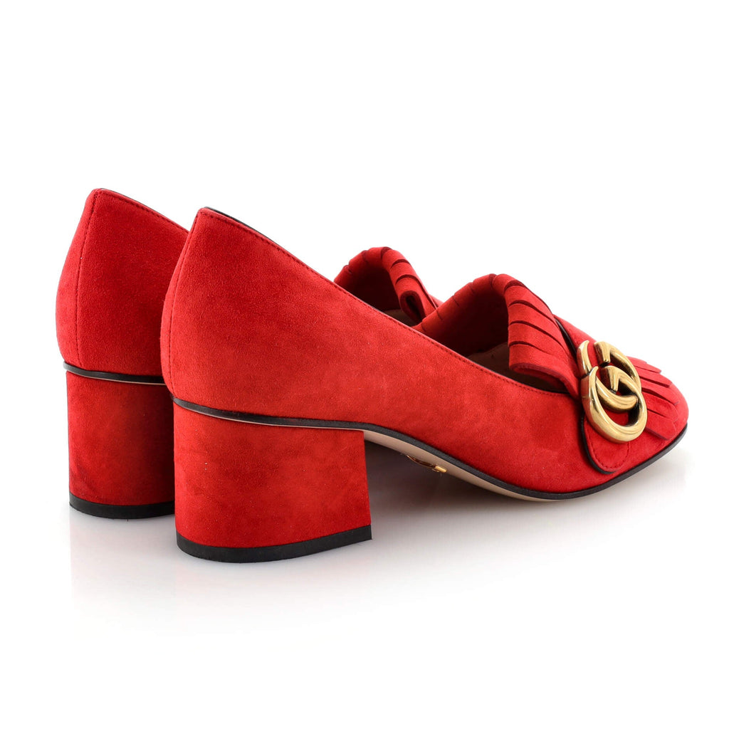 Women's GG Marmont Fringed Pumps Suede