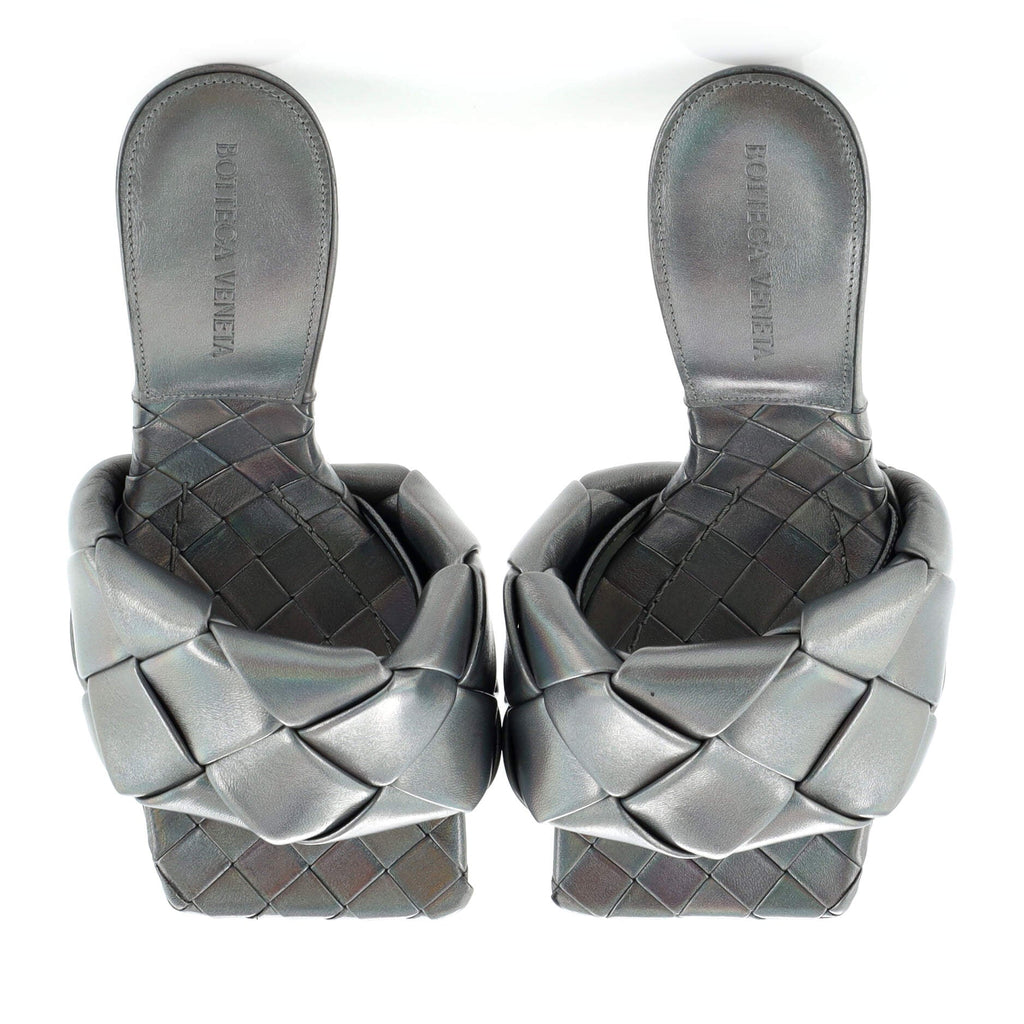 Women's Lido Heeled Sandals Maxi Intrecciato Metallic Leather