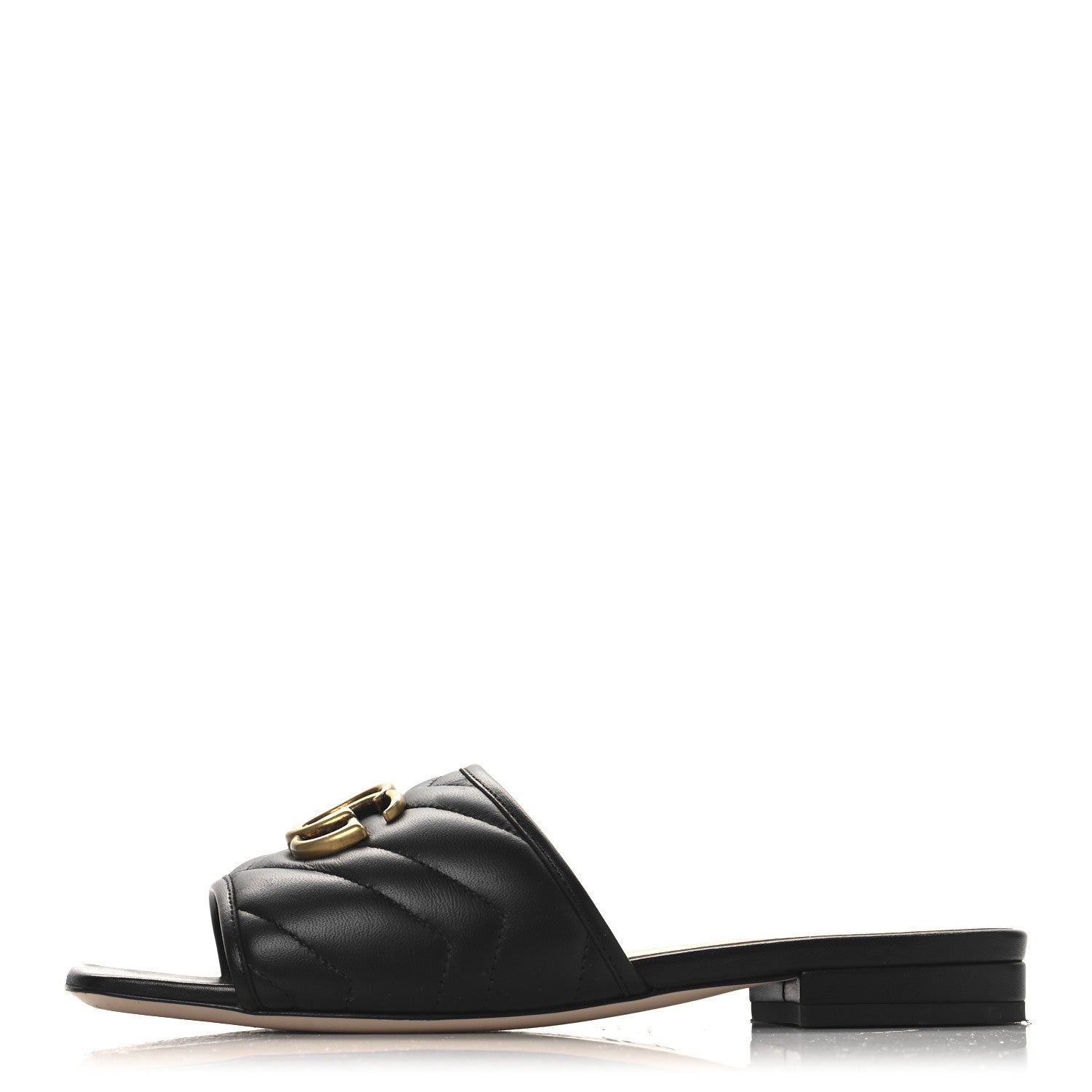 Nappa Matelasse GG Marmont Flat Slide Sandals 36.5 Black