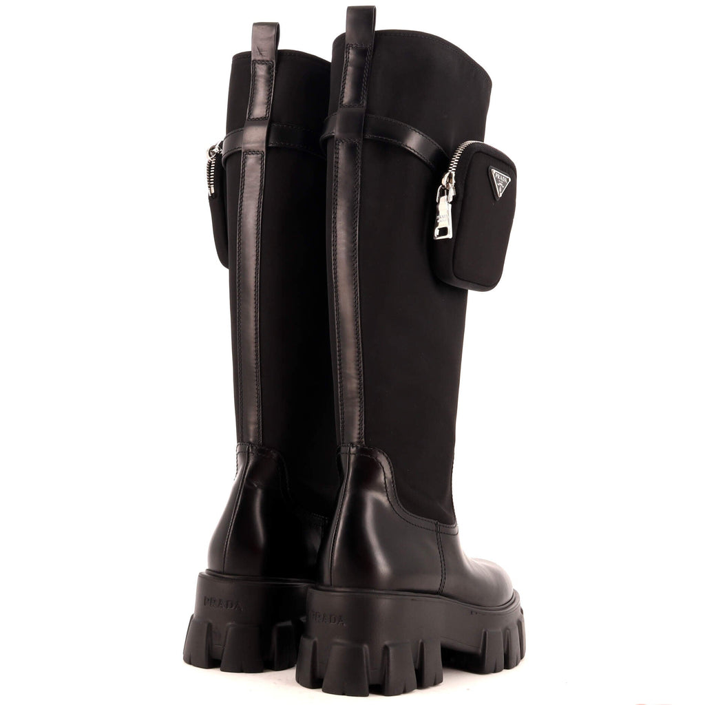 Women's Monolith Knee High Boots Nylon and Leather