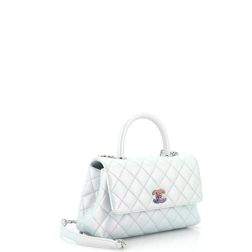 Coco Top Handle Bag Quilted Iridescent Caviar with Gradient Hardware Mini