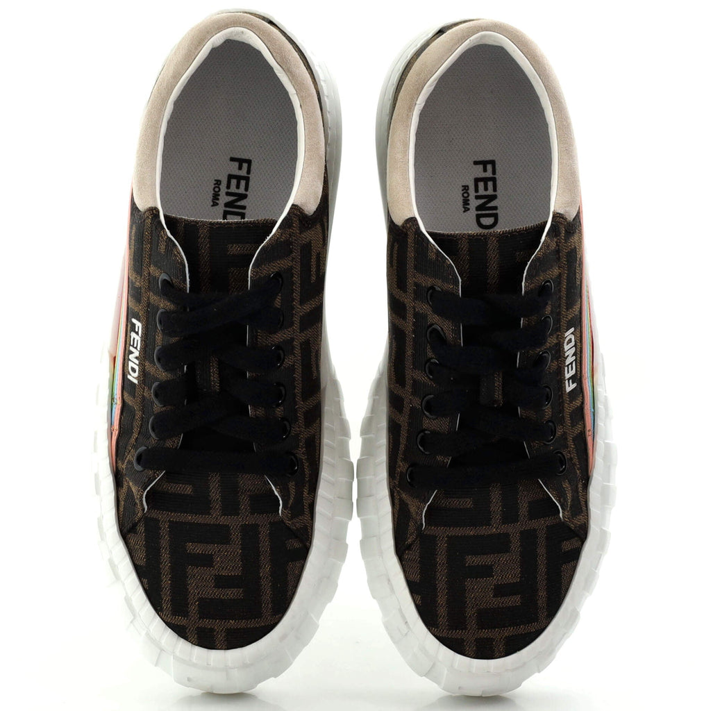 Women's Rainbow Low-Top Sneakers Zucca Jacquard with Leather