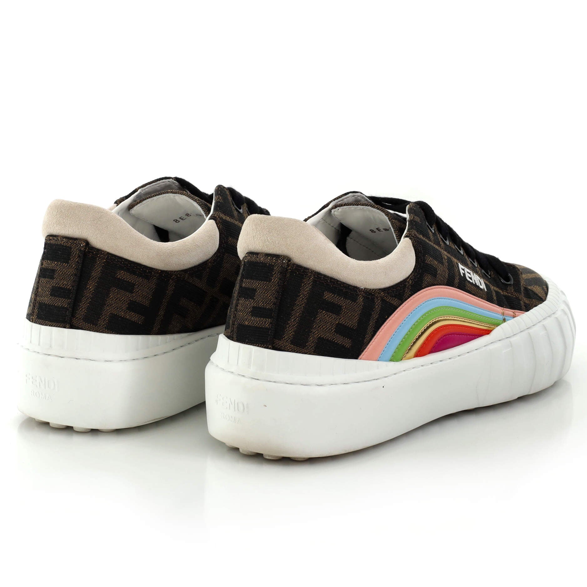 Women's Rainbow Low-Top Sneakers Zucca Jacquard with Leather