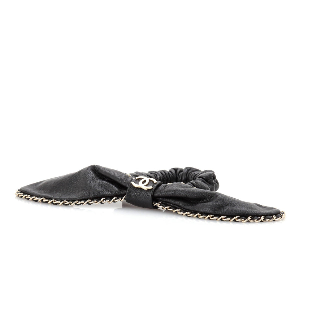 CC Chain Around Bow Scrunchie Lambskin
