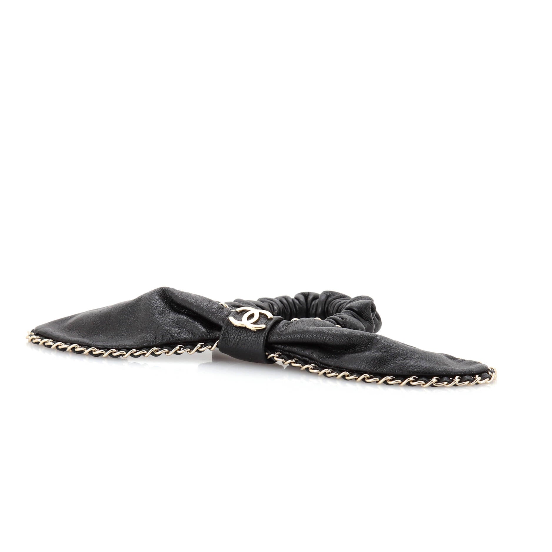 CC Chain Around Bow Scrunchie Lambskin
