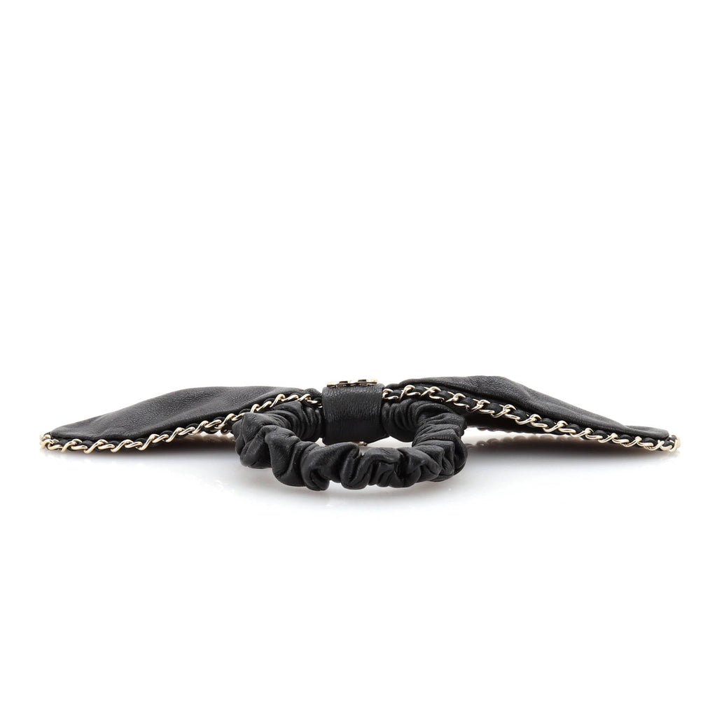 CC Chain Around Bow Scrunchie Lambskin