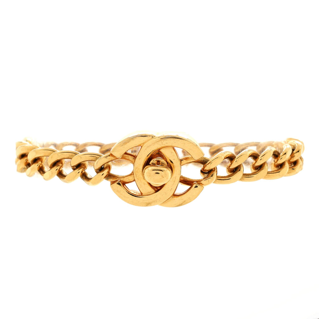 Vintage CC Turnlock Chain Bracelet Metal
