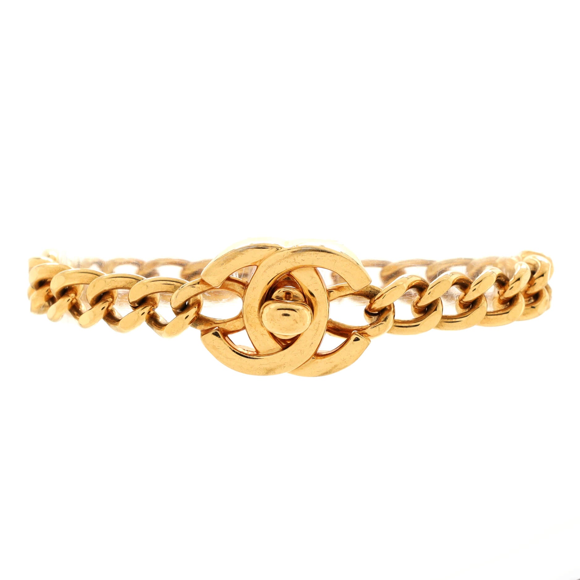Vintage CC Turnlock Chain Bracelet Metal
