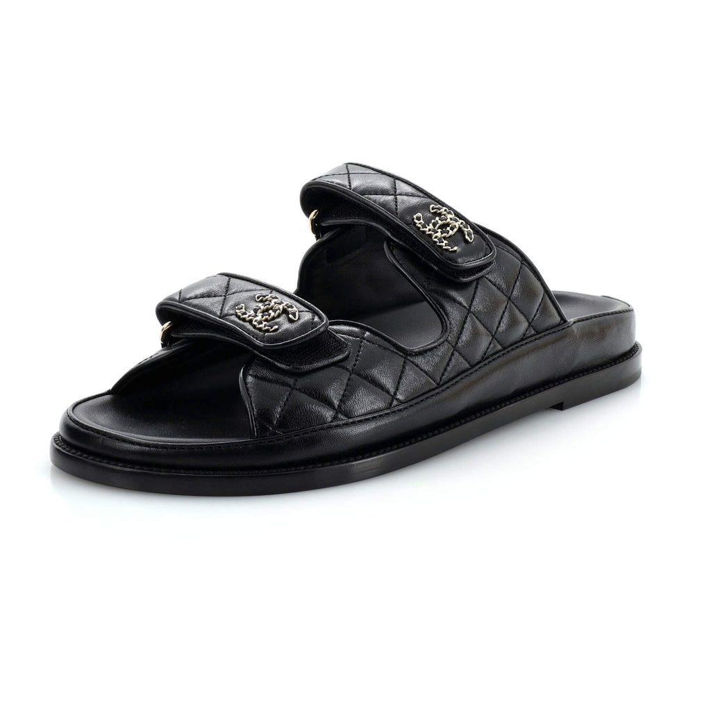Women's Velcro Dad Sandals Quilted Leather