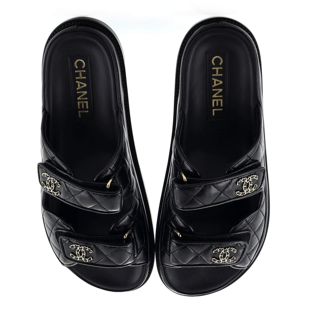 Women's Velcro Dad Sandals Quilted Leather
