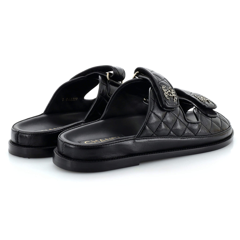 Women's Velcro Dad Sandals Quilted Leather