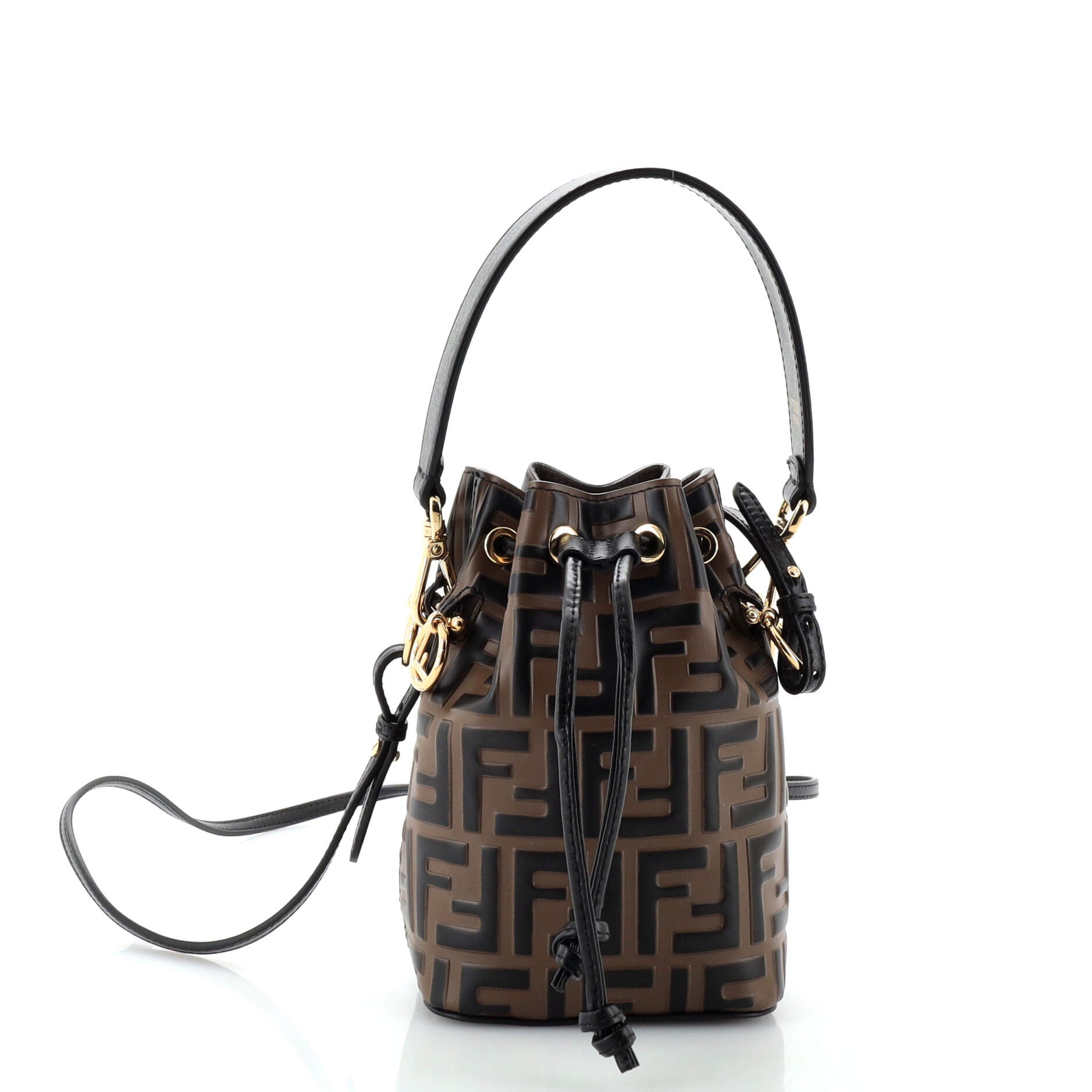Mon Tresor Bucket Bag Zucca Embossed Leather Mini