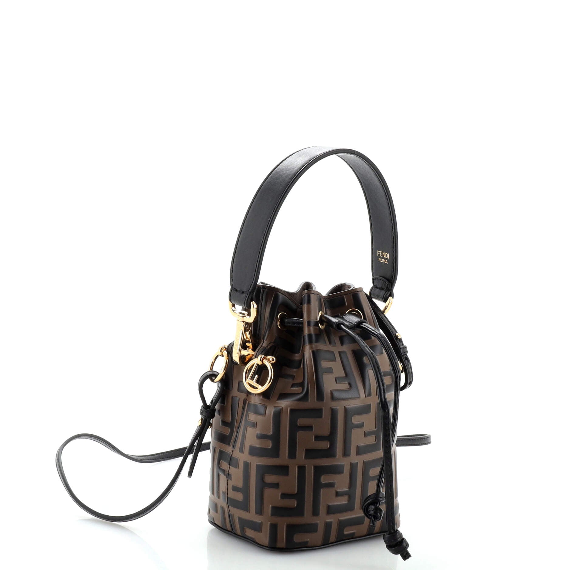 Mon Tresor Bucket Bag Zucca Embossed Leather Mini