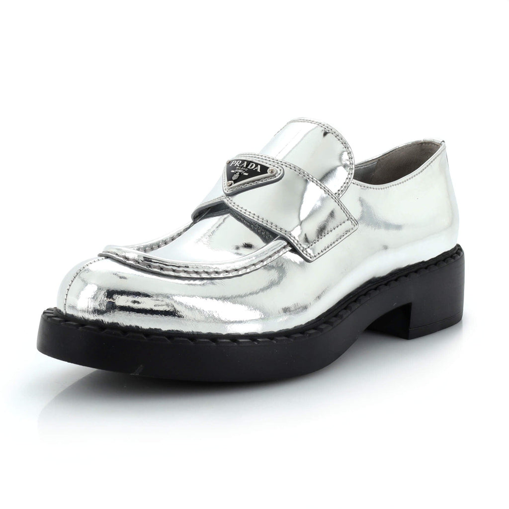 Women's Triangle Logo Loafers Spazzolato Leather