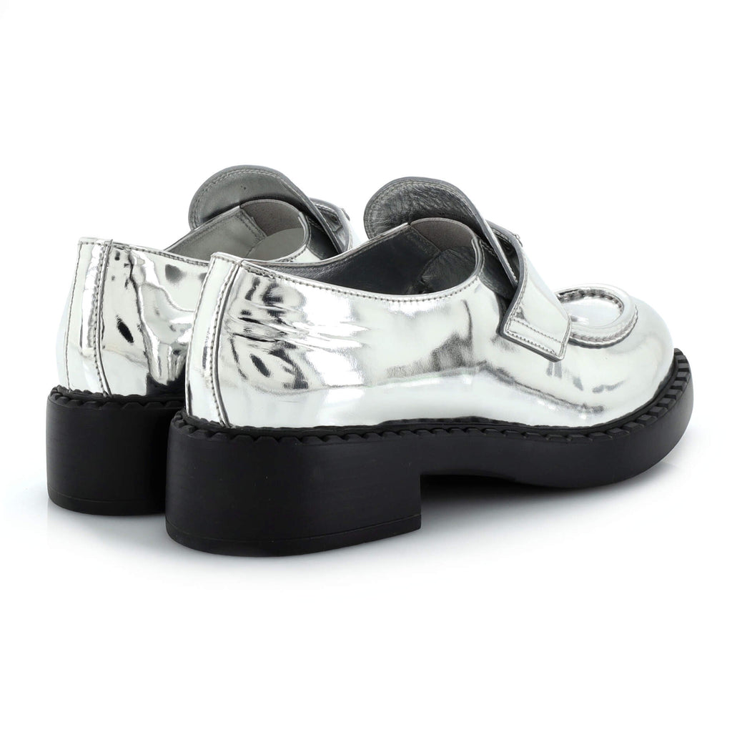 Women's Triangle Logo Loafers Spazzolato Leather