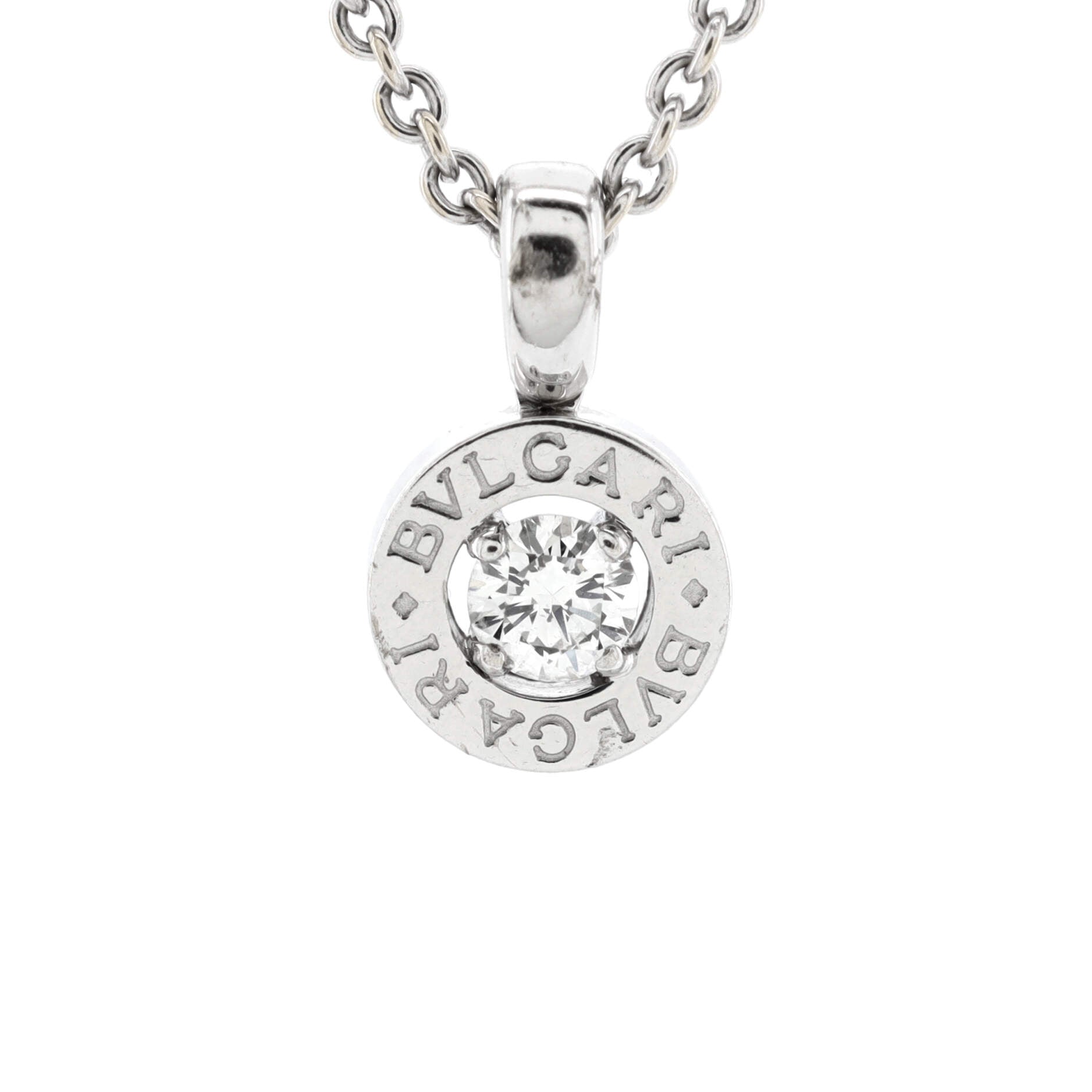 Bvlgari Bvlgari Solitaire Pendant Necklace 18K White Gold with Diamond