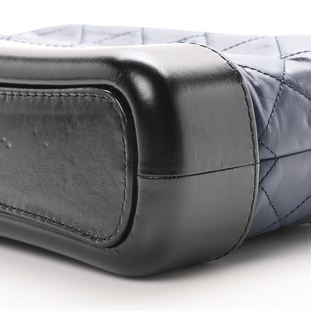 Aged Calfskin Quilted Small Gabrielle Hobo Navy Black