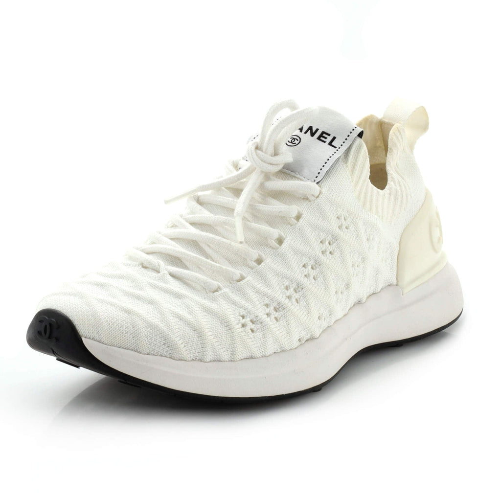 Women's Logo Sock Knit Sneakers Quilted Fabric