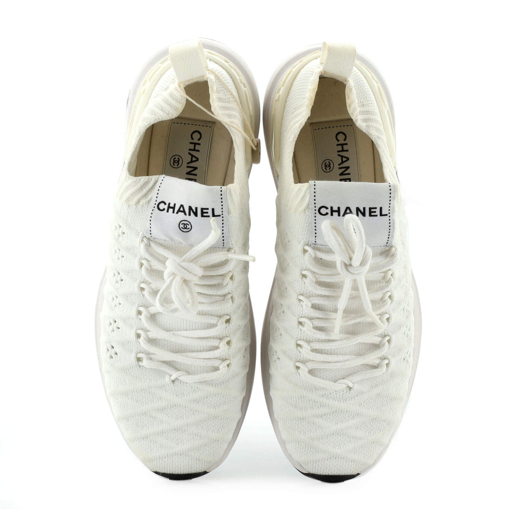 Women's Logo Sock Knit Sneakers Quilted Fabric