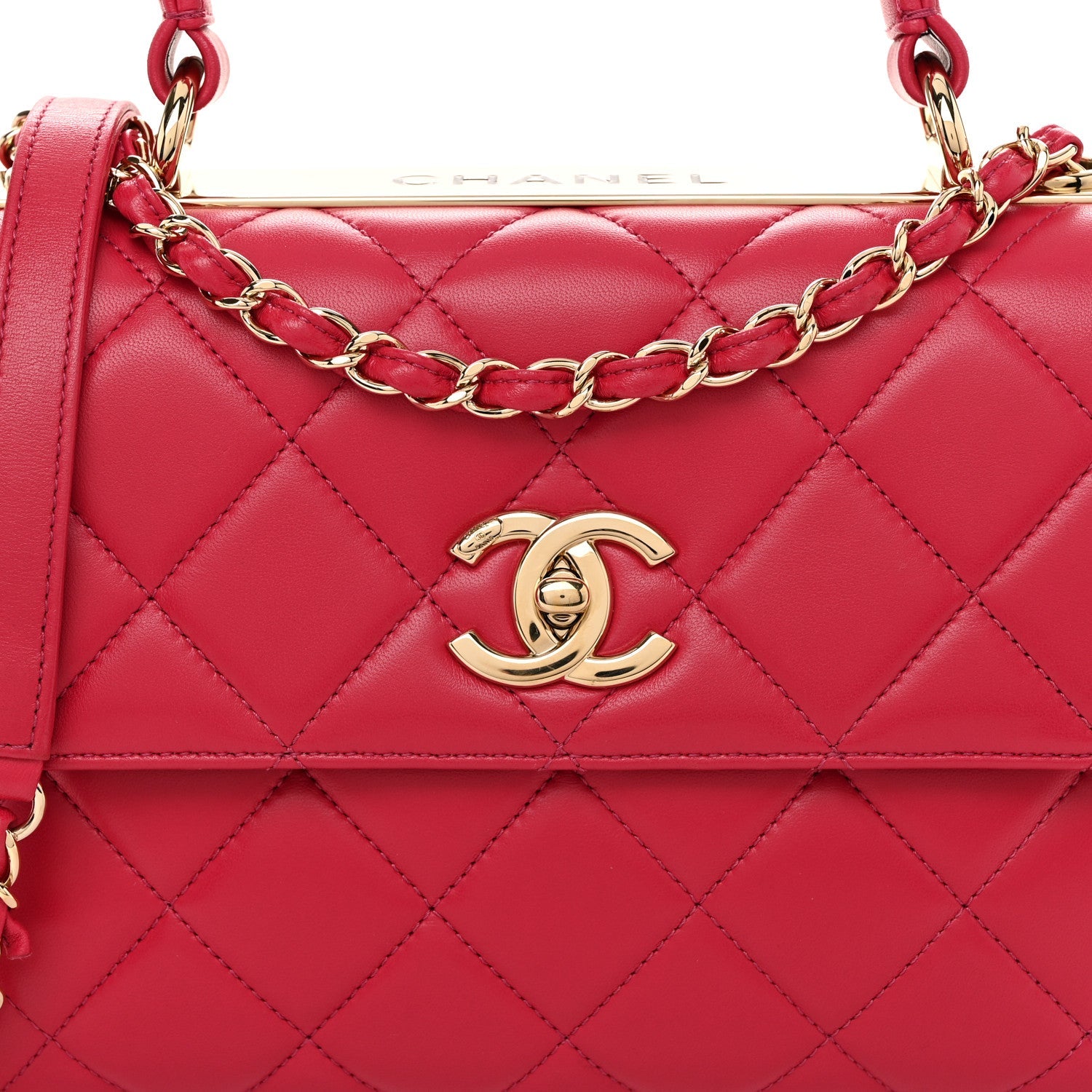 Lambskin Quilted Small Trendy CC Flap Dual Handle Bag Dark Pink
