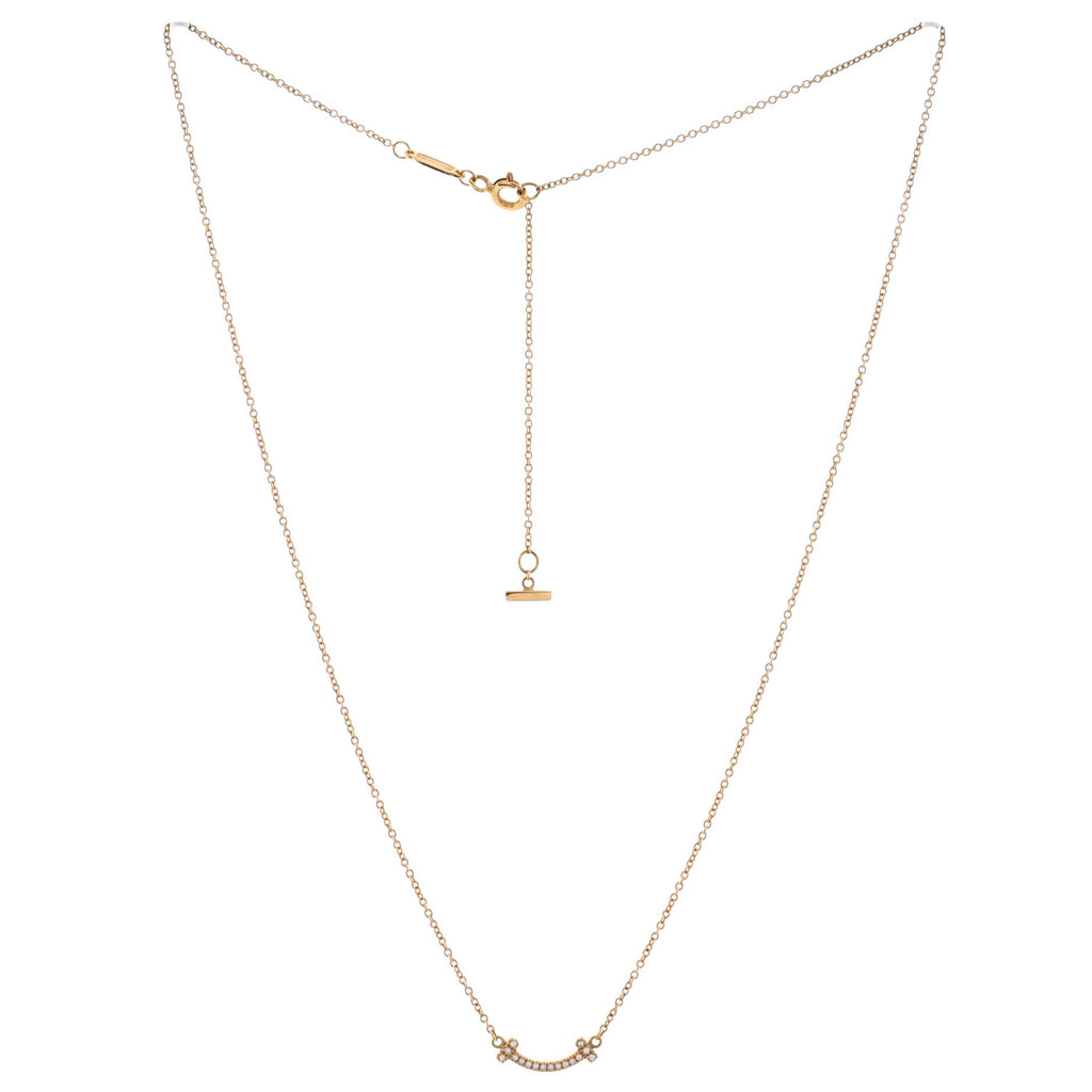 T Smile Pendant Necklace 18K Rose Gold with Diamonds Mini