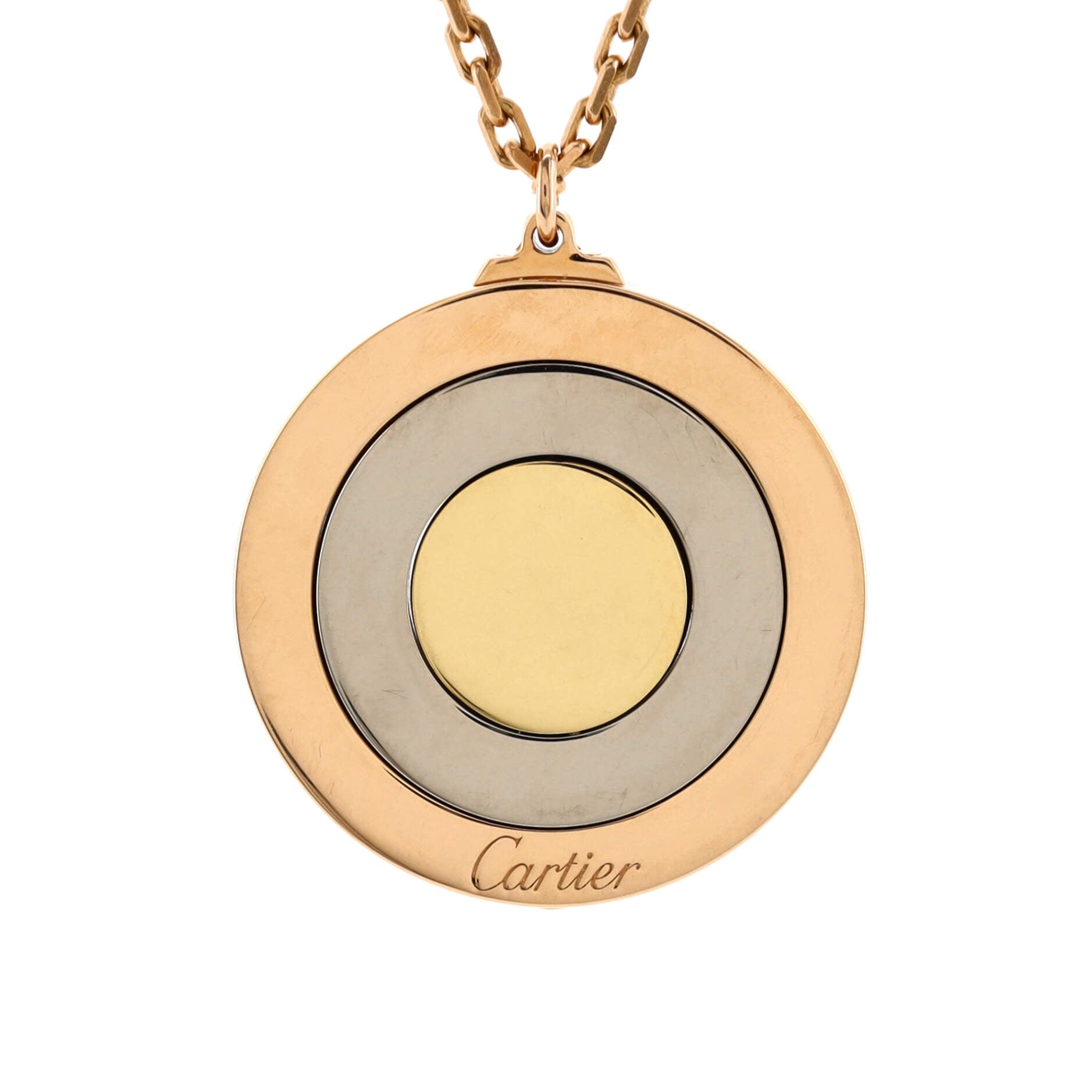 Trinity Movable Disc Pendant Necklace 18K Tricolor Gold