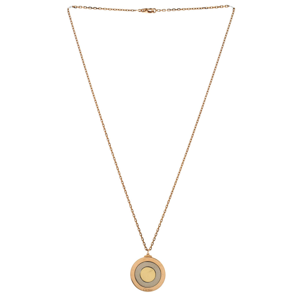 Trinity Movable Disc Pendant Necklace 18K Tricolor Gold
