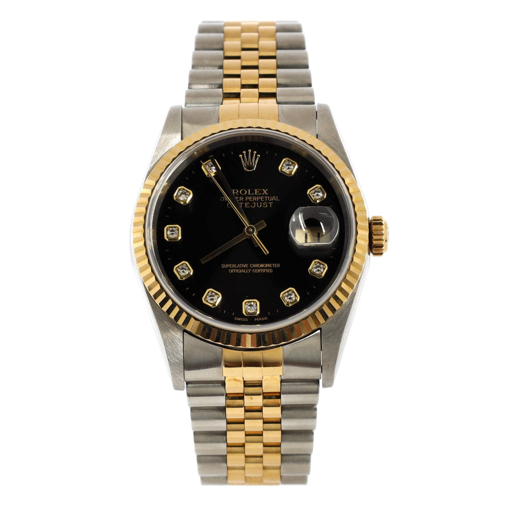 Oyster Perpetual Datejust Automatic Watch Stainless Steel and Yellow Gold with Diamond Markers 36