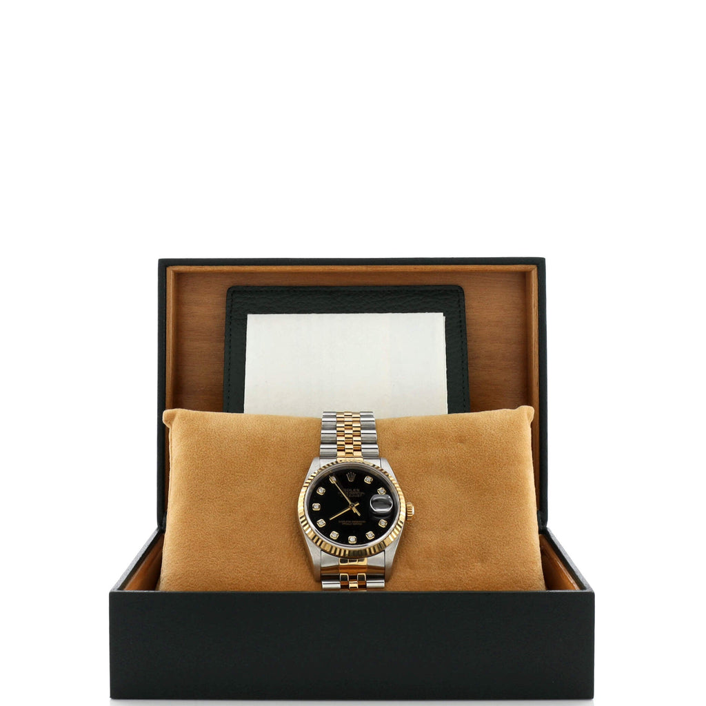 Oyster Perpetual Datejust Automatic Watch Stainless Steel and Yellow Gold with Diamond Markers 36