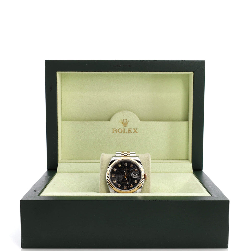 Oyster Perpetual Datejust Automatic Watch Stainless Steel and Rose Gold with Diamond Markers 36