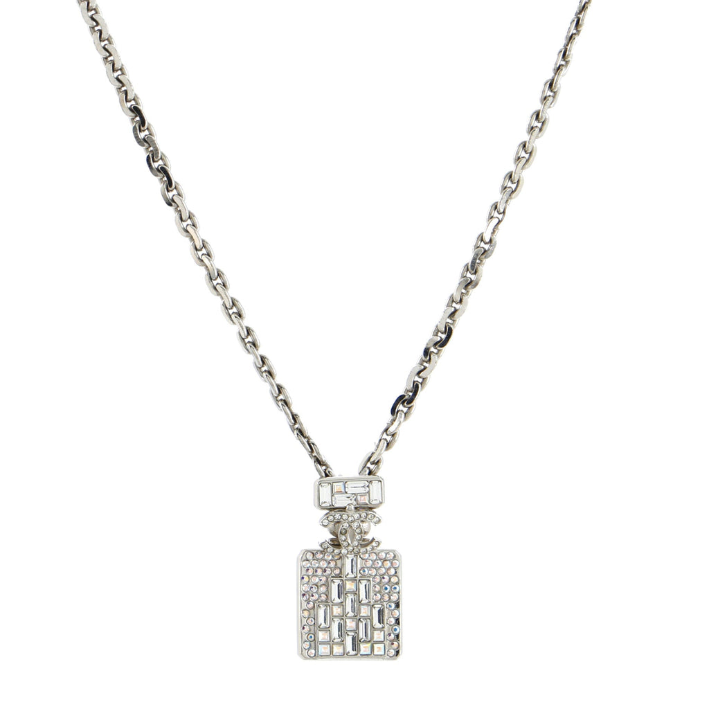 CC No.5 Perfume Bottle Pendant Necklace Metal with Crystals