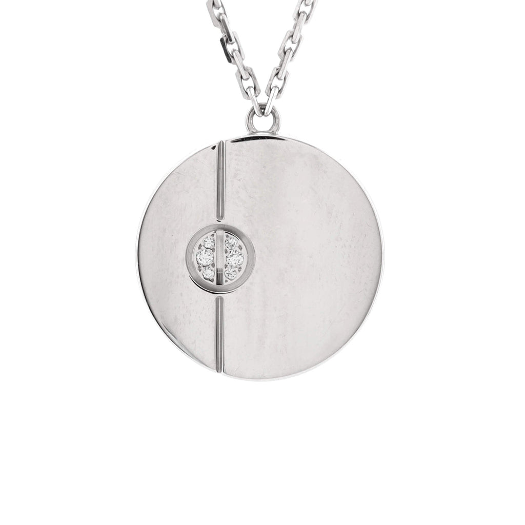 Love Disc Pendant Necklace 18K White Gold with Diamond