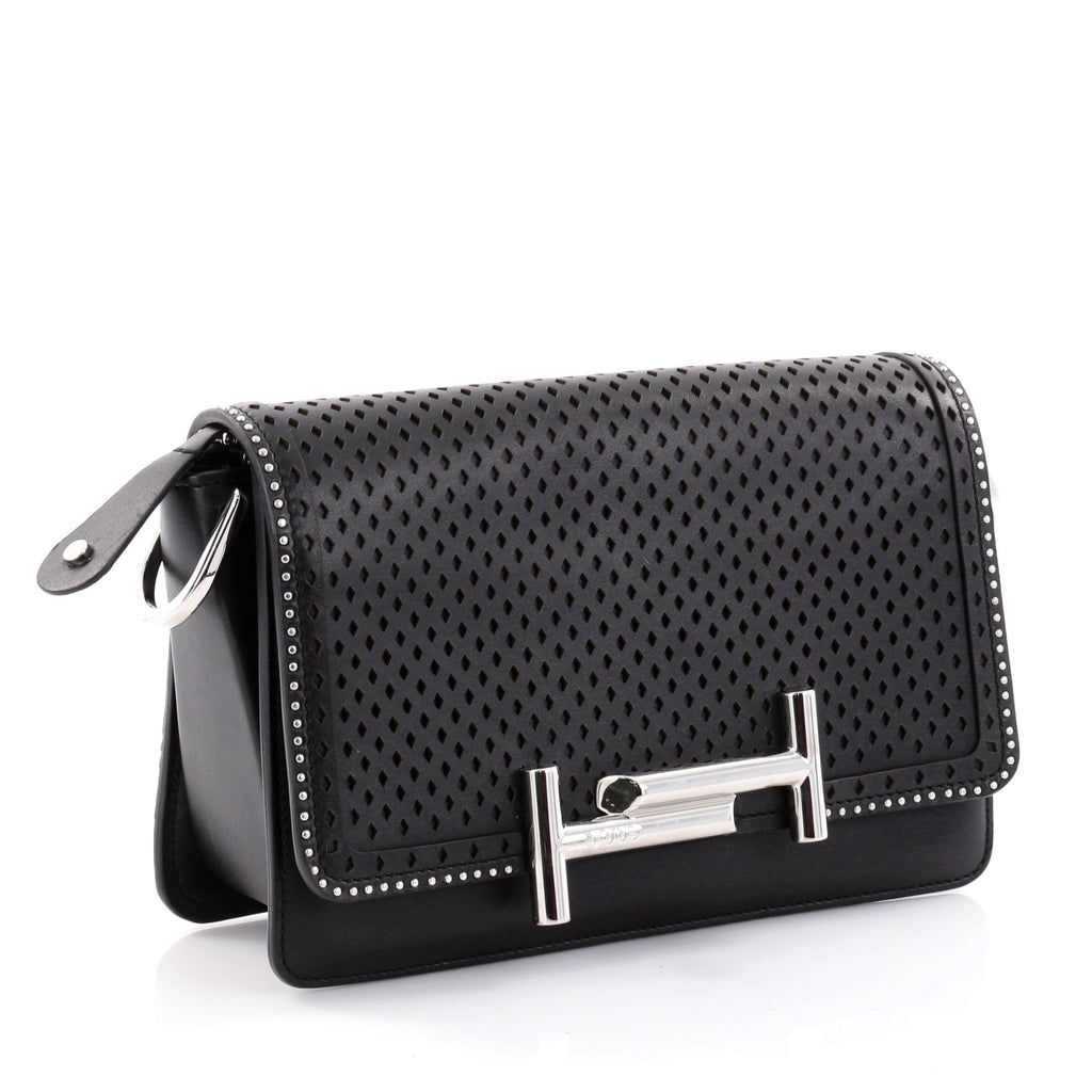 Double T Crossbody Bag Perforated Leather Mini