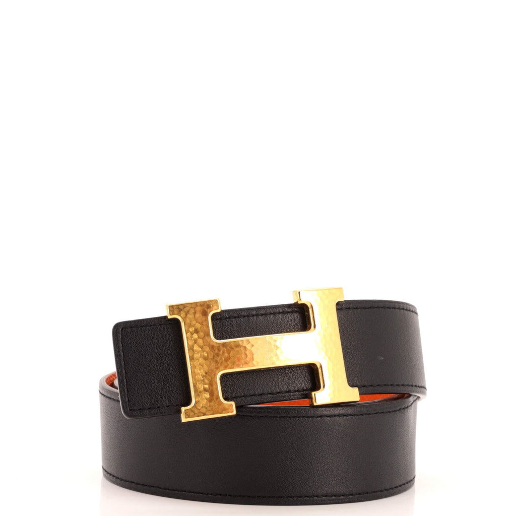 Constance Martelee H Reversible Belt Leather with Hammered Hardware Medium 85