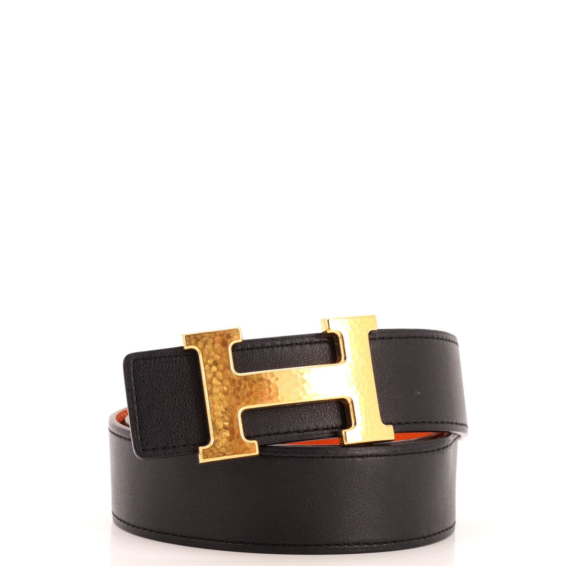 Constance Martelee H Reversible Belt Leather with Hammered Hardware Medium 85