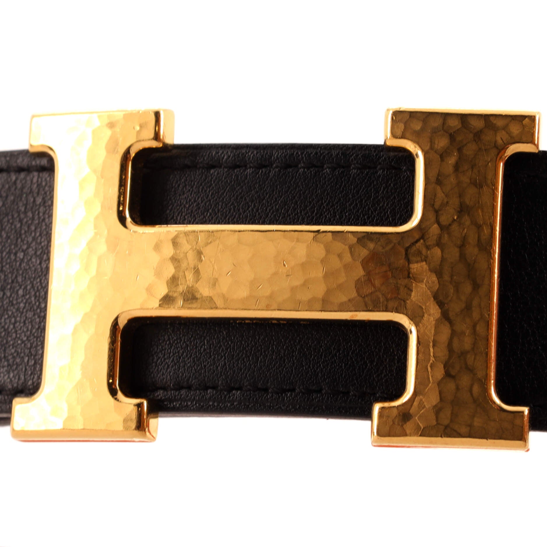 Constance Martelee H Reversible Belt Leather with Hammered Hardware Medium 85