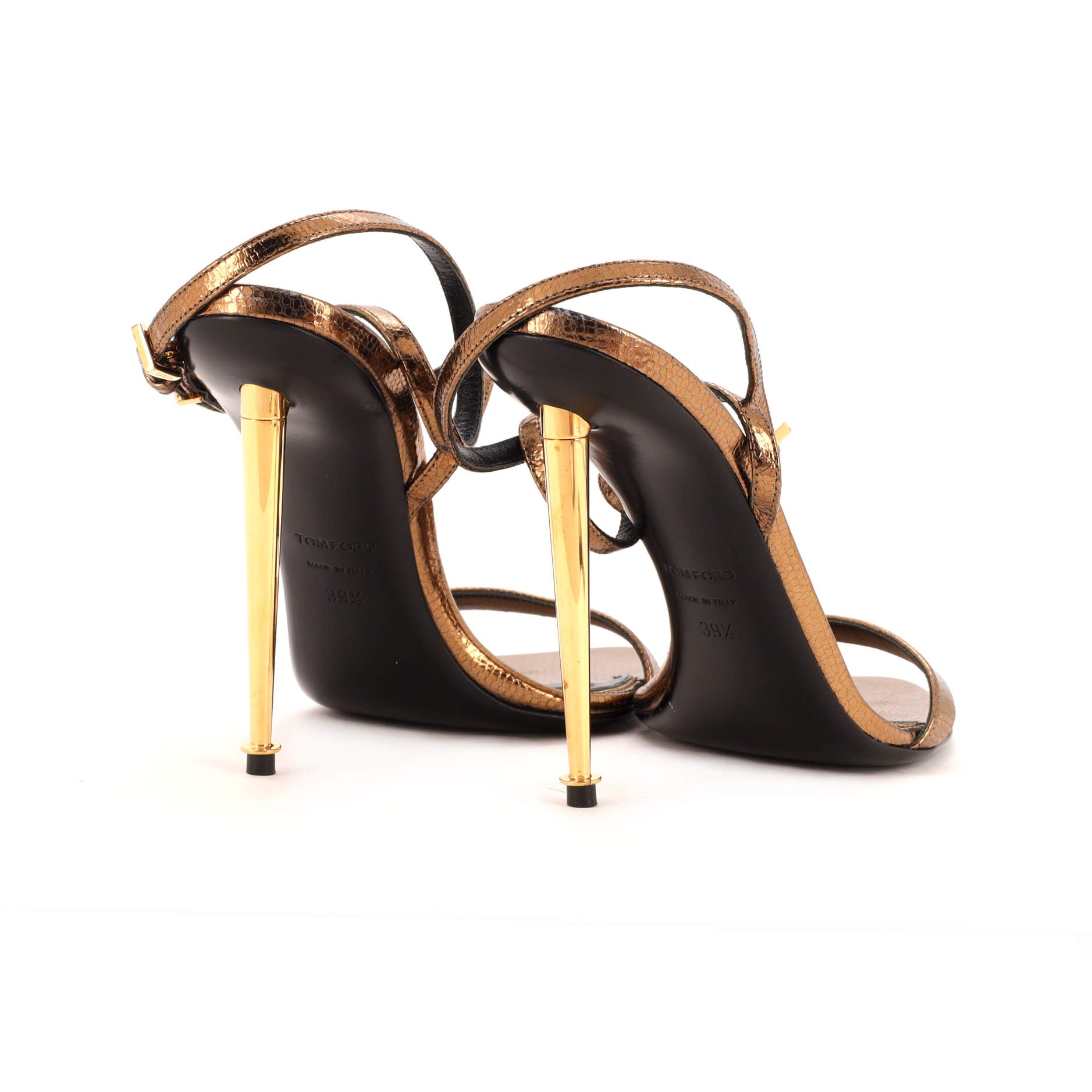 Women's Padlock Pointy Naked Heeled Sandals Leather 105