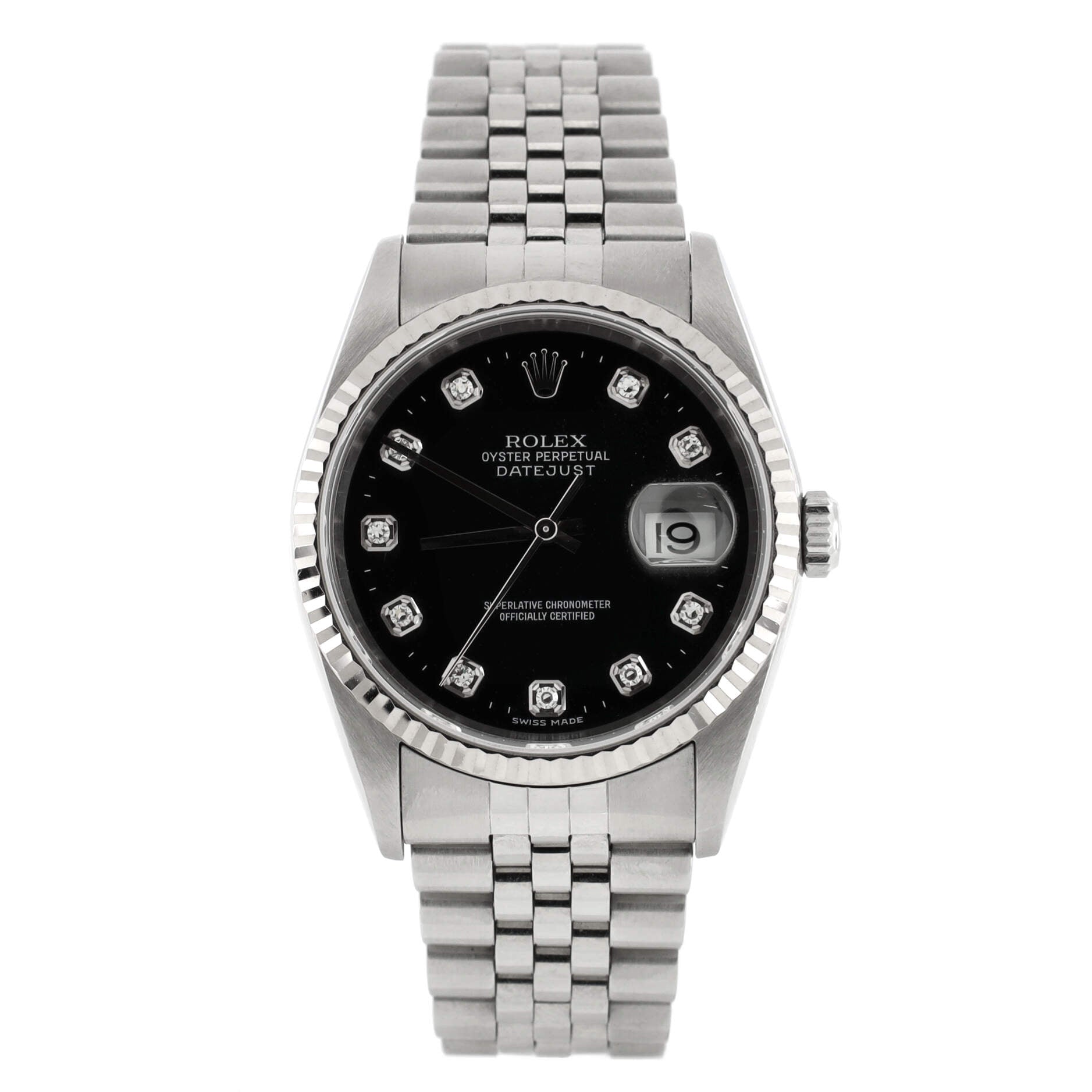 Oyster Perpetual Datejust Automatic Watch Stainless Steel and White Gold with Diamond Markers 36
