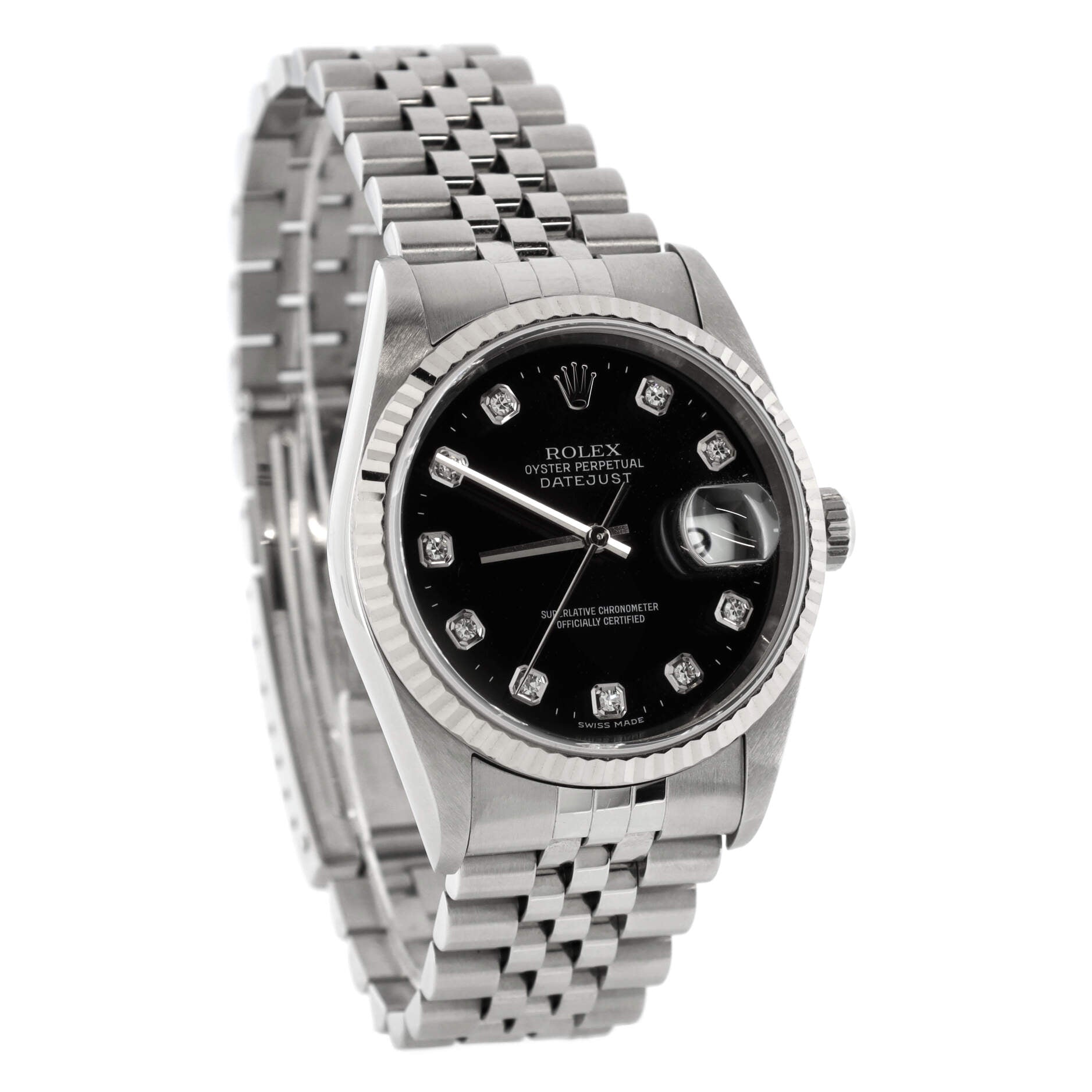 Oyster Perpetual Datejust Automatic Watch Stainless Steel and White Gold with Diamond Markers 36