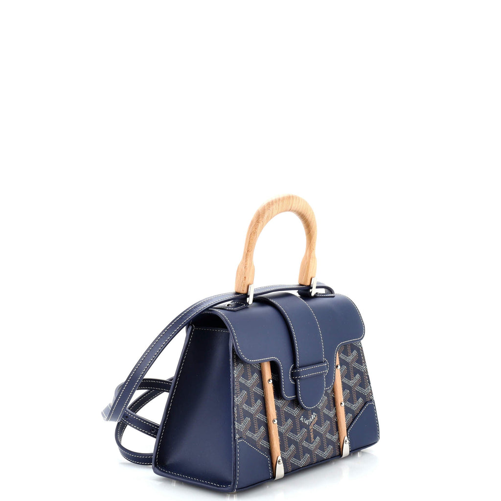 Structured Saigon Top Handle Bag Coated Canvas with Leather Mini