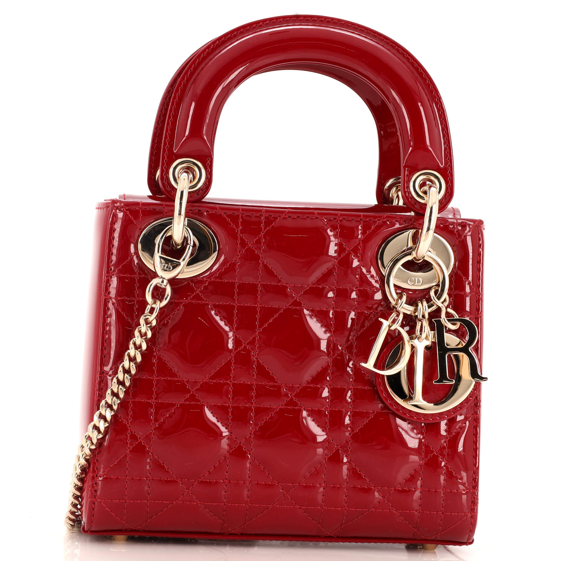 Lady Dior Chain Bag Cannage Quilt Patent Mini