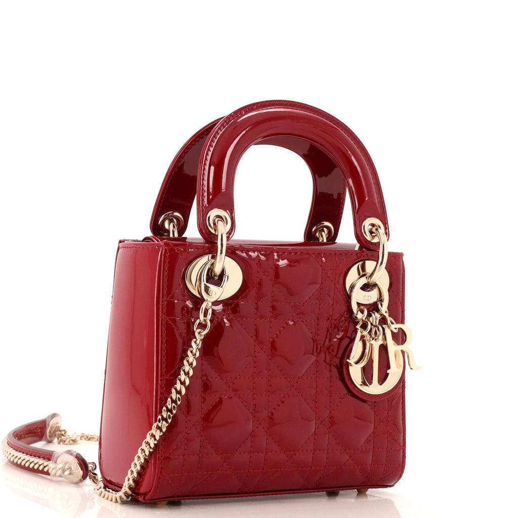Lady Dior Chain Bag Cannage Quilt Patent Mini