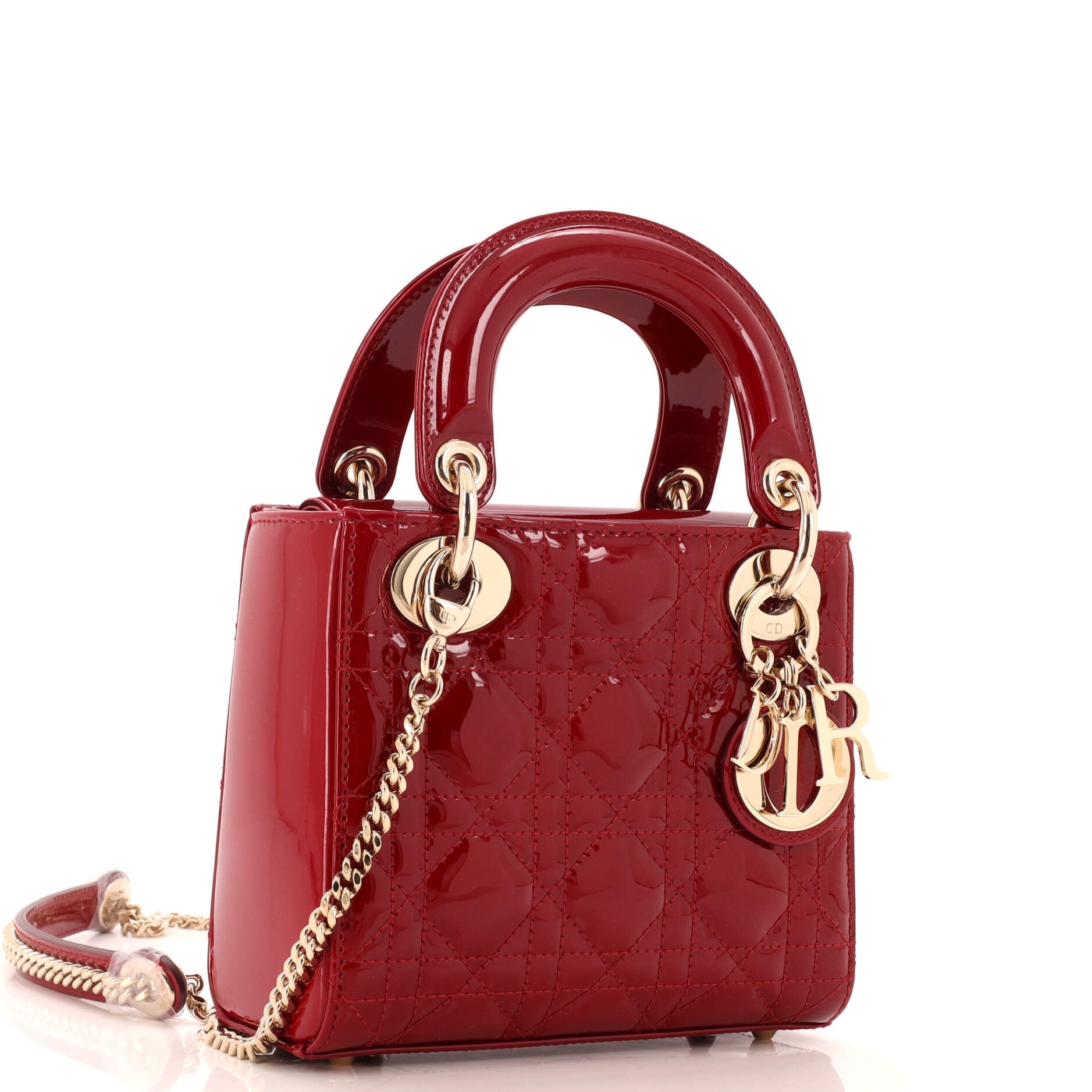 Lady Dior Chain Bag Cannage Quilt Patent Mini